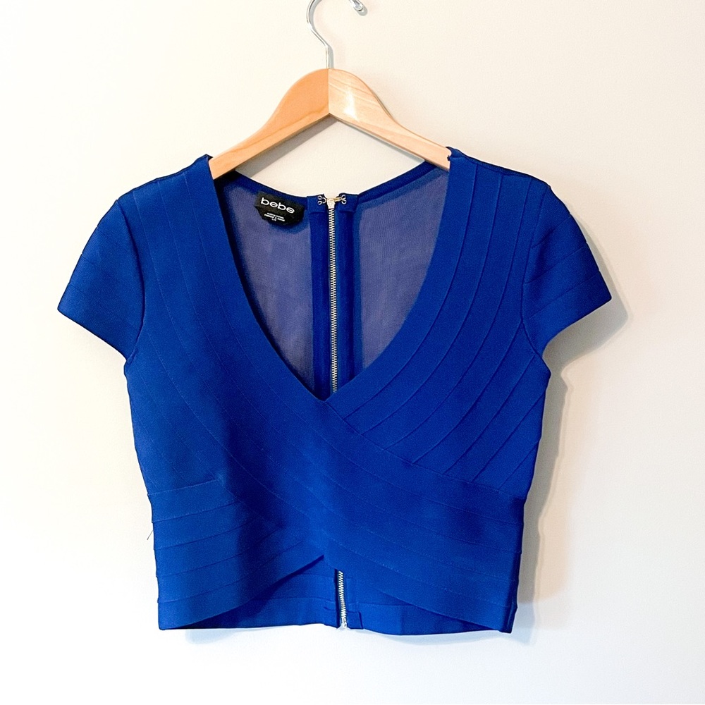 BEBE Royal Blue Bandage Crop Top